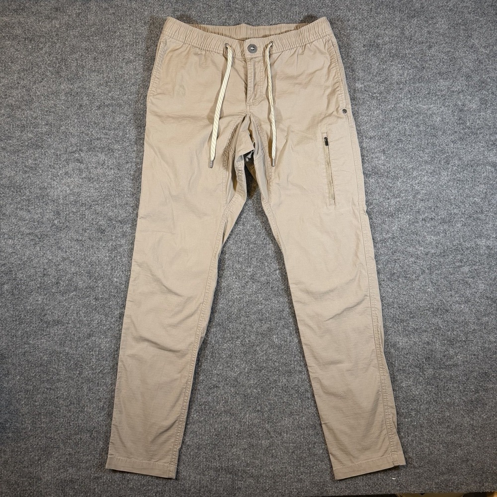 Vuori Ripstop Climber Pants Mens Small Beige Elastic Drawstring Stretch Active